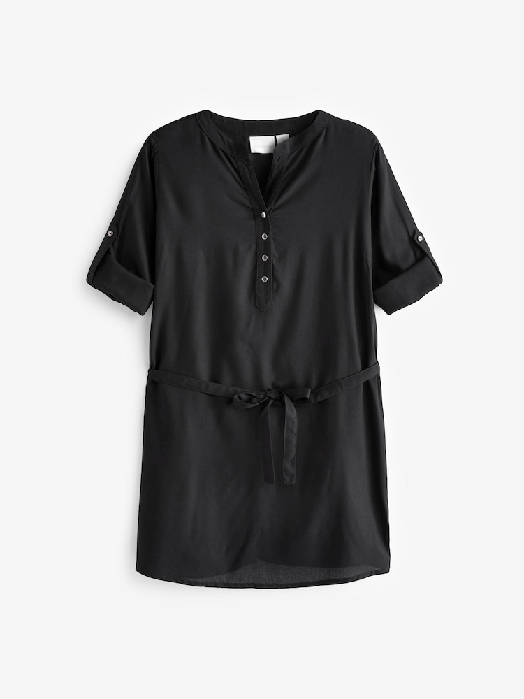 Mamalicious Black Maternity Tie Waist Woven 100% Cotton Blouse - Image 5 of 5