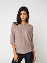 JDY Grey Knitted Batwing 100% Cotton Jumper - Image 1 of 6