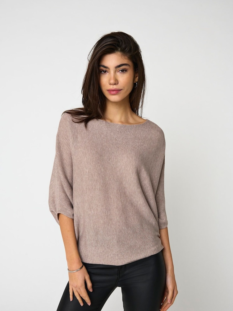 JDY Grey Knitted Batwing 100% Cotton Jumper - Image 1 of 6