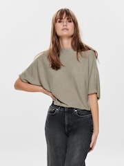 JDY Grey Knitted Batwing 100% Cotton Jumper - Image 2 of 6