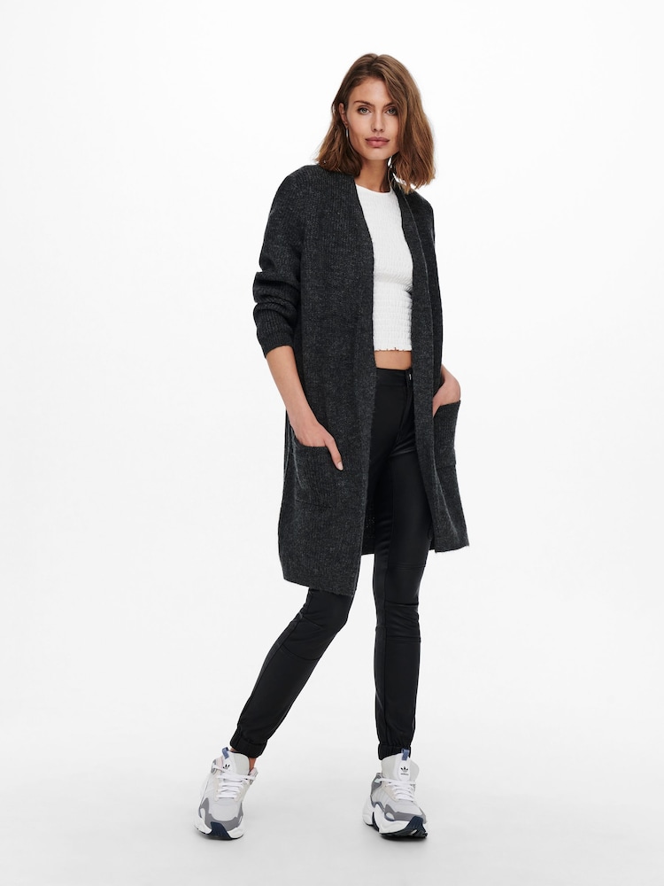 ONLY Grey Chunky Pocket Detail Long Cardigan - Image 2 of 6
