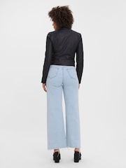 VERO MODA Black Faux Leather PU 100% Cotton Jacket - Image 2 of 5