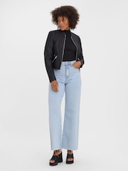 VERO MODA Black Faux Leather PU 100% Cotton Jacket - Image 3 of 5