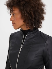 VERO MODA Black Faux Leather PU 100% Cotton Jacket - Image 4 of 5