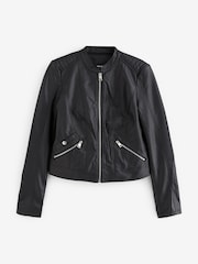 VERO MODA Black Faux Leather PU 100% Cotton Jacket - Image 5 of 5