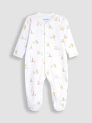 JoJo Maman Bébé Cream Winnie The Pooh Print Sleepsuit & Hat Set - Image 4 of 8