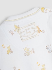 JoJo Maman Bébé Cream Winnie The Pooh Print Sleepsuit & Hat Set - Image 7 of 8