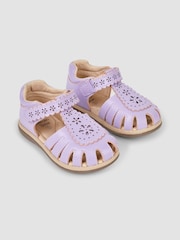 JoJo Maman Bébé Lilac Pretty Leather Closed Toe Sandals - Image 1 of 4