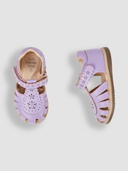 JoJo Maman Bébé Lilac Pretty Leather Closed Toe Sandals - Image 3 of 4