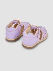 JoJo Maman Bébé Lilac Pretty Leather Closed Toe Sandals - Image 4 of 4