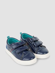 JoJo Maman Bébé Navy Leather Trainers - Image 1 of 4