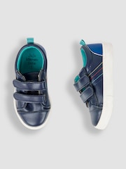 JoJo Maman Bébé Navy Leather Trainers - Image 3 of 4