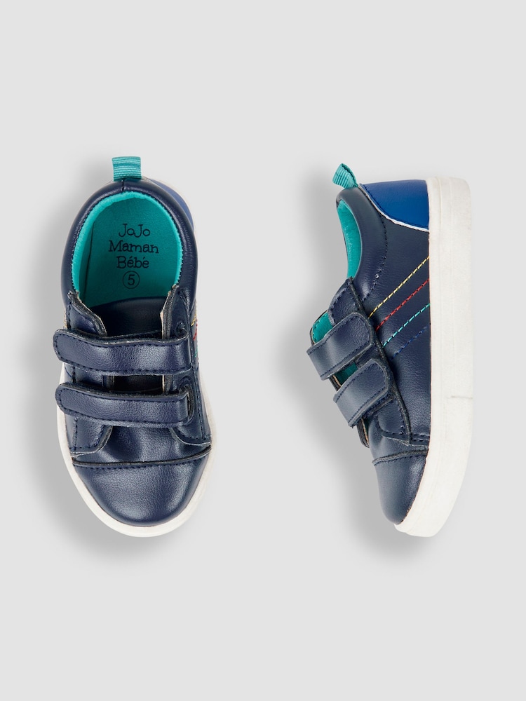 JoJo Maman Bébé Navy Leather Trainers - Image 3 of 4