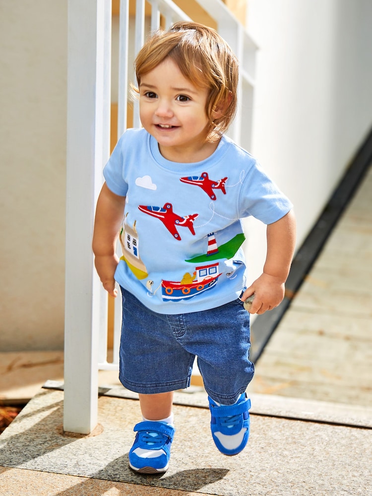 JoJo Maman Bébé Blue Riptape Trainers - Image 2 of 4