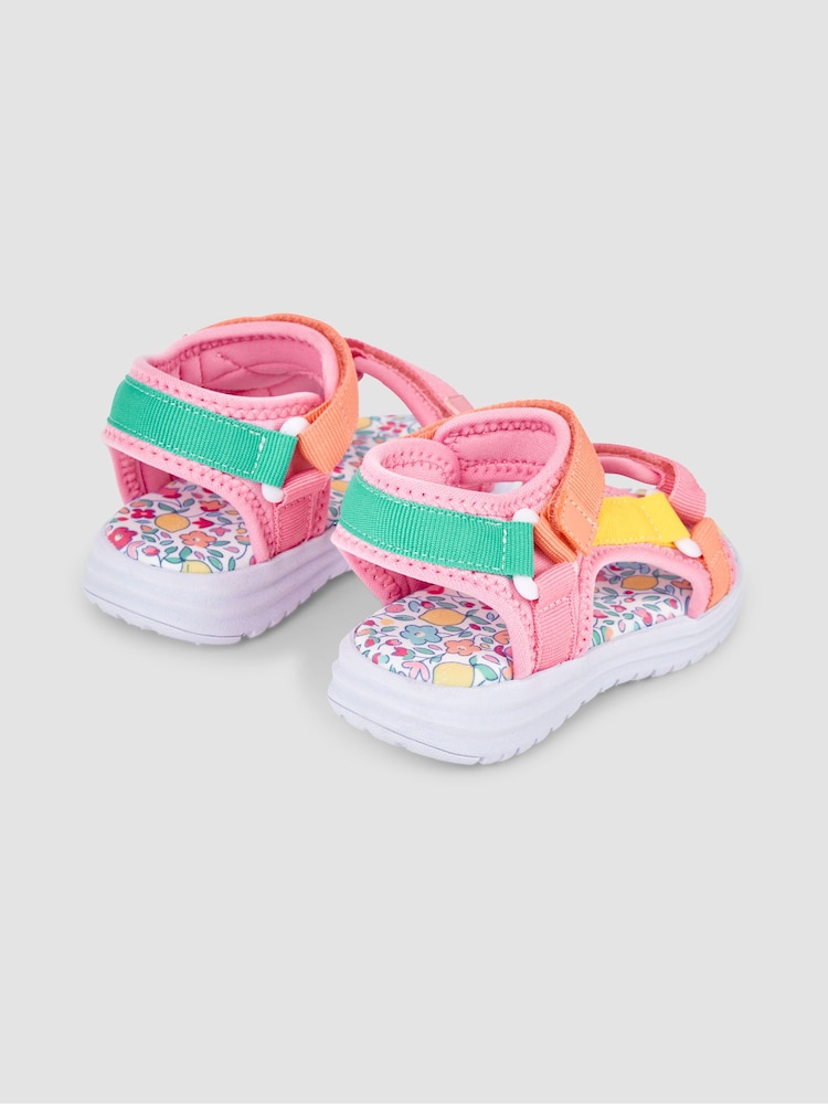 JoJo Maman Bébé Pink Colour Block Sandals - Image 2 of 4
