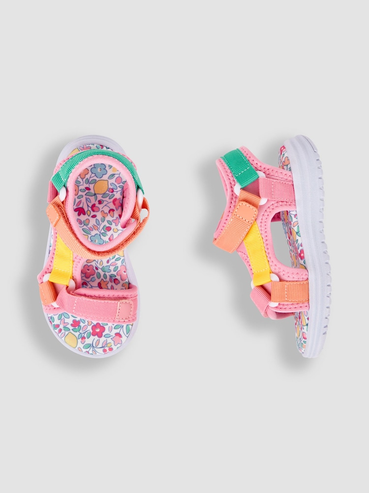 JoJo Maman Bébé Pink Colour Block Sandals - Image 3 of 4