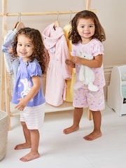 JoJo Maman Bébé Pink 2-Pack Unicorn Jersey Pyjamas - Image 1 of 9