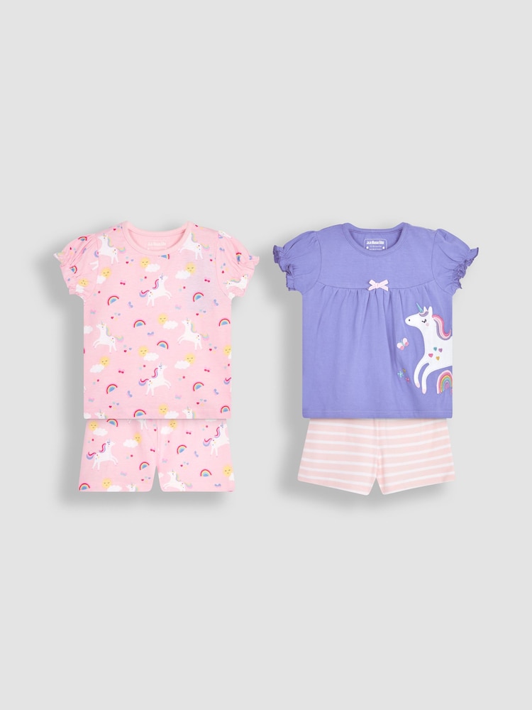 JoJo Maman Bébé Pink 2-Pack Unicorn Jersey Pyjamas - Image 2 of 9