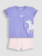 JoJo Maman Bébé Pink 2-Pack Unicorn Jersey Pyjamas - Image 4 of 9