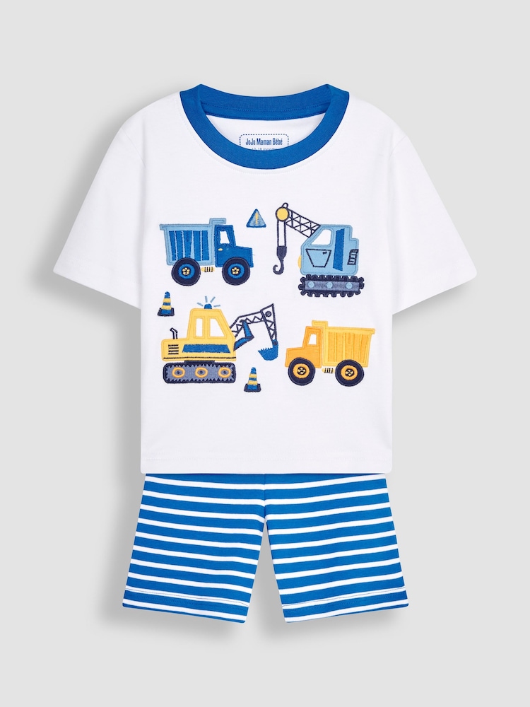 JoJo Maman Bébé White Construction Appliqué Jersey Pyjamas - Image 2 of 5