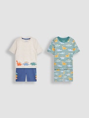 JoJo Maman Bébé Green 2-Pack Dinosaur Jersey Pyjamas - Image 2 of 9