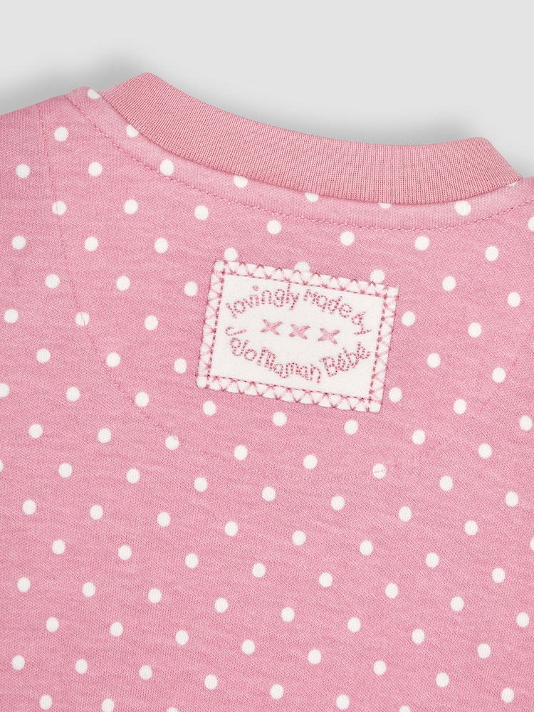 JoJo Maman Bébé Pink Bunny Appliqué Zip Sleepsuit - Image 3 of 3