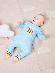 Duck Egg Bee - JoJo Maman Bebé Pijama con apliques y cremallera - Imagen 1 de 6