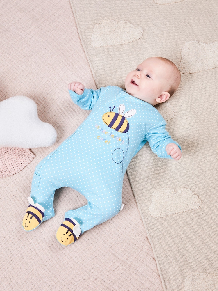 Duck Egg Bee - JoJo Maman Bebé Pijama con apliques y cremallera - Imagen 1 de 6