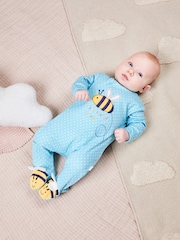 Duck Egg Bee - JoJo Maman Bebé Pijama con apliques y cremallera - Imagen 2 de 6