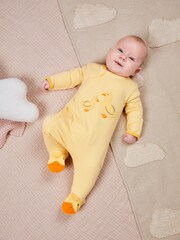 JoJo Maman Bébé Yellow Duck Appliqué Zip Sleepsuit - Image 1 of 6