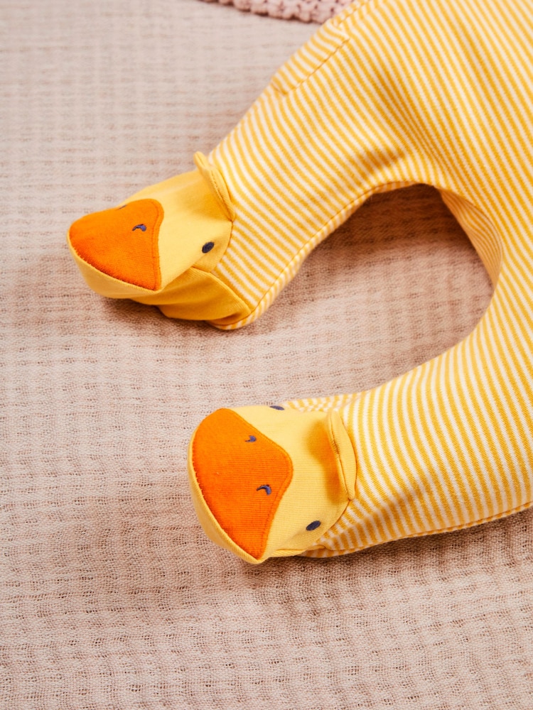 JoJo Maman Bébé Yellow Duck Appliqué Zip Sleepsuit - Image 2 of 6