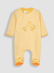 JoJo Maman Bébé Yellow Duck Appliqué Zip Sleepsuit - Image 3 of 6