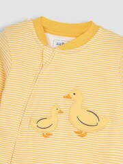 JoJo Maman Bébé Yellow Duck Appliqué Zip Sleepsuit - Image 4 of 6