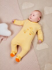 JoJo Maman Bébé Yellow Duck Appliqué Zip Sleepsuit - Image 5 of 6