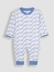 JoJo Maman Bébé Blue Dinosaur Footless Sleepsuit - Image 1 of 3