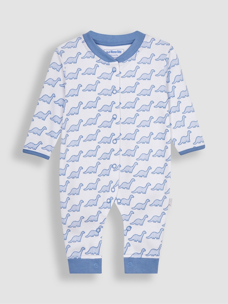 JoJo Maman Bébé Blue Dinosaur Footless Sleepsuit - Image 1 of 3