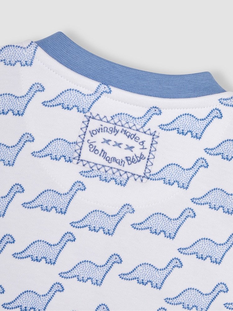 JoJo Maman Bébé Blue Dinosaur Footless Sleepsuit - Image 3 of 3