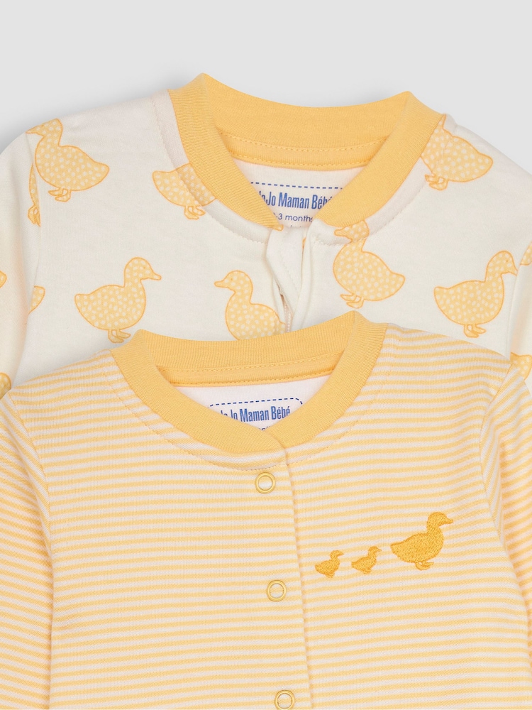 JoJo Maman Bébé Yellow Duck 2-Pack Sleepsuits - Image 5 of 5