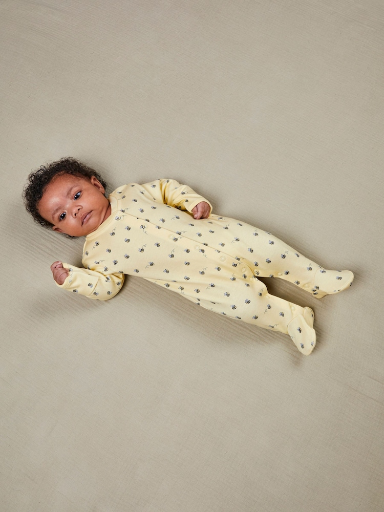 JoJo Maman Bébé Yellow Bee 2-Pack Sleepsuits - Image 2 of 8 JoJo Maman Bébé Yellow Bee 2-Pack Sleepsuits - Image 2 of 8