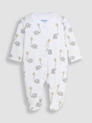 JoJo Maman Bébé White 3-Pack Sleepsuit, Hat & Bib Set - Image 3 of 7