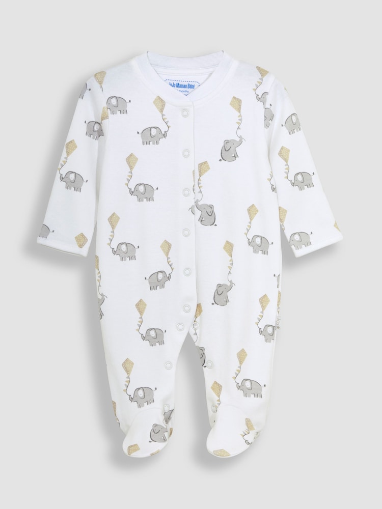 JoJo Maman Bébé White 3-Pack Sleepsuit, Hat & Bib Set - Image 3 of 7