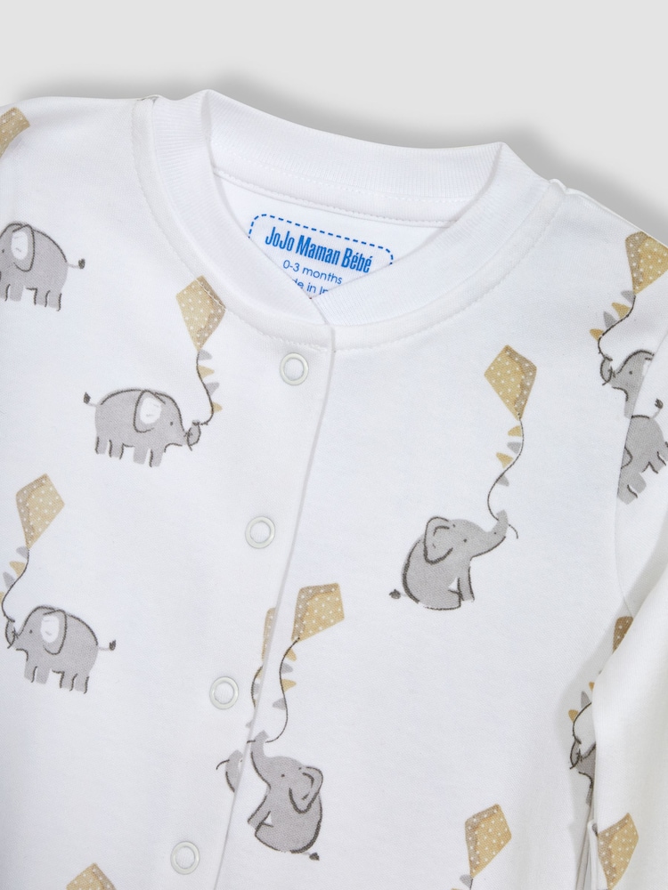 JoJo Maman Bébé White 3-Pack Sleepsuit, Hat & Bib Set - Image 7 of 7