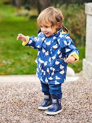 JoJo Maman Bébé Denim Blue Duck Waterproof Jacket - Image 1 of 5