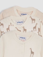 JoJo Maman Bébé Natural Giraffe Cotton Footed Animal Print Sleepsuits 3-Pack - Image 5 of 5