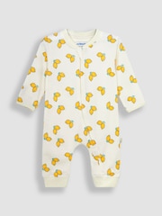 JoJo Maman Bébé Cream Lemon Printed Rib Footless Sleepsuit - Image 1 of 3
