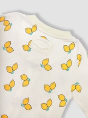 JoJo Maman Bébé Cream Lemon Printed Rib Footless Sleepsuit - Image 3 of 3