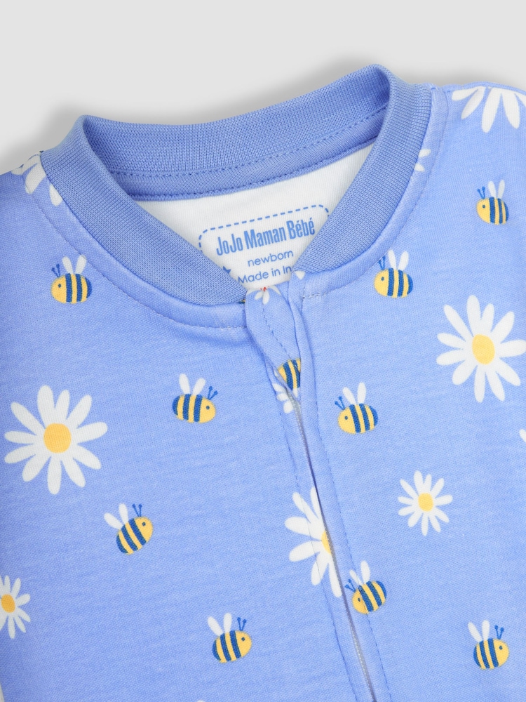 JoJo Maman Bébé Blue Bee Footless Sleepsuit - Image 2 of 3