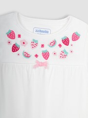 JoJo Maman Bébé White Strawberry Embroidered Jersey Pyjamas - Image 6 of 6