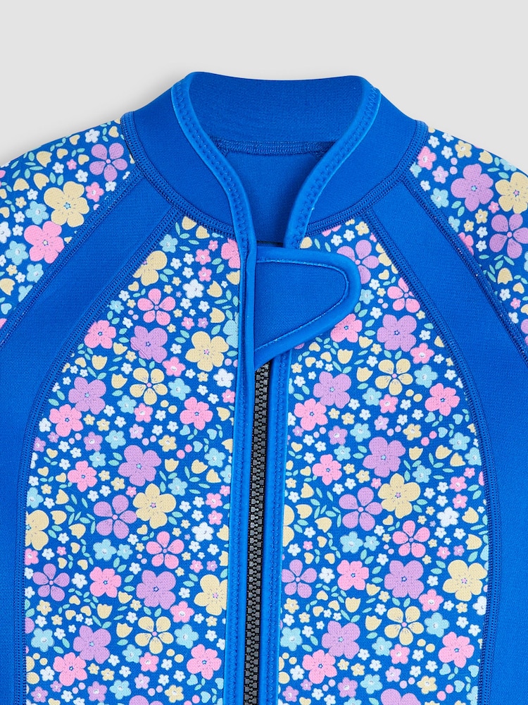 JoJo Maman Bébé Navy Blue Floral Print Junior Wetsuit - Image 5 of 5
