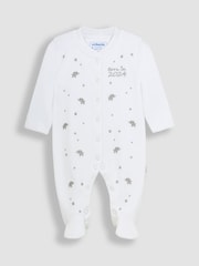 JoJo Maman Bébé White Born in 2024 Embroidered Sleepsuit - Image 1 of 3
